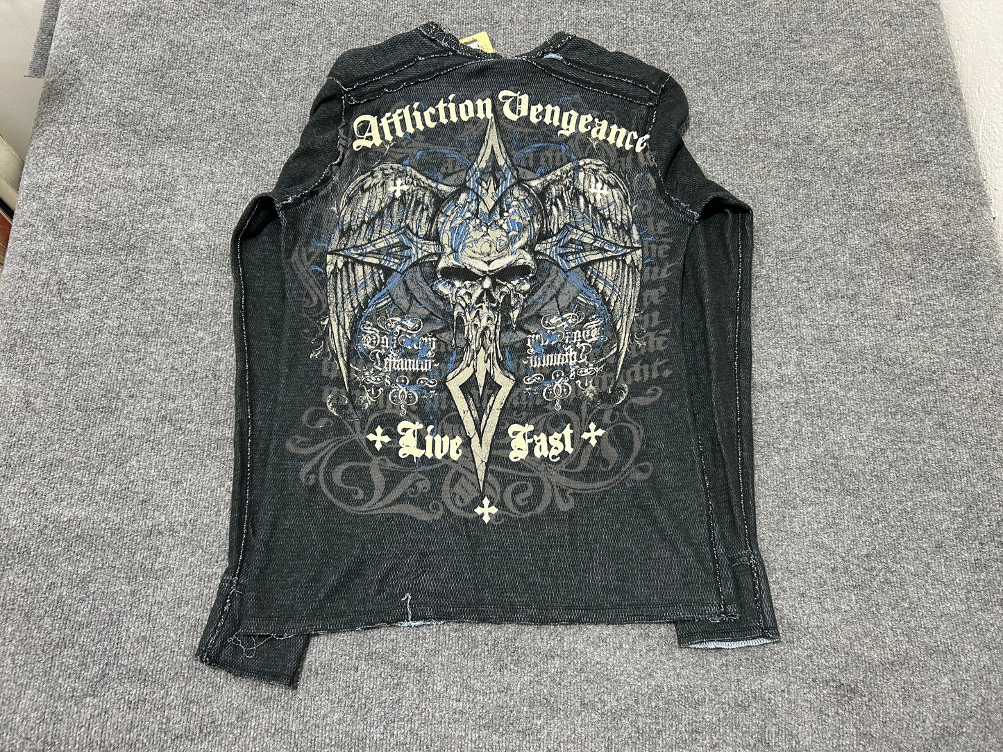 Distressed Affliction Reversible Thermal - Black/Blue Size XL