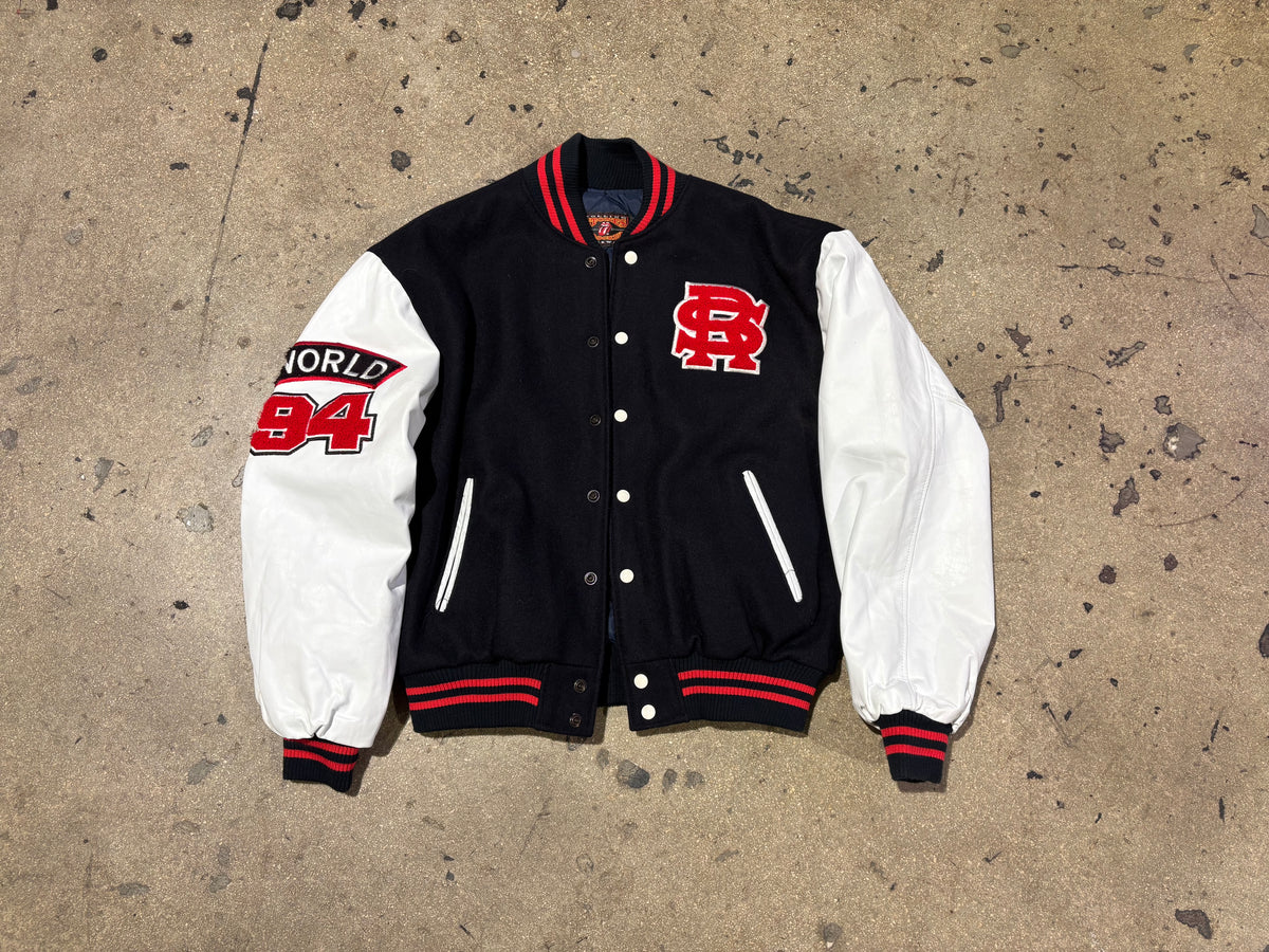 1994 The Rolling Stones Varsity World Tour Jacket - Black/White/Red Size Large
