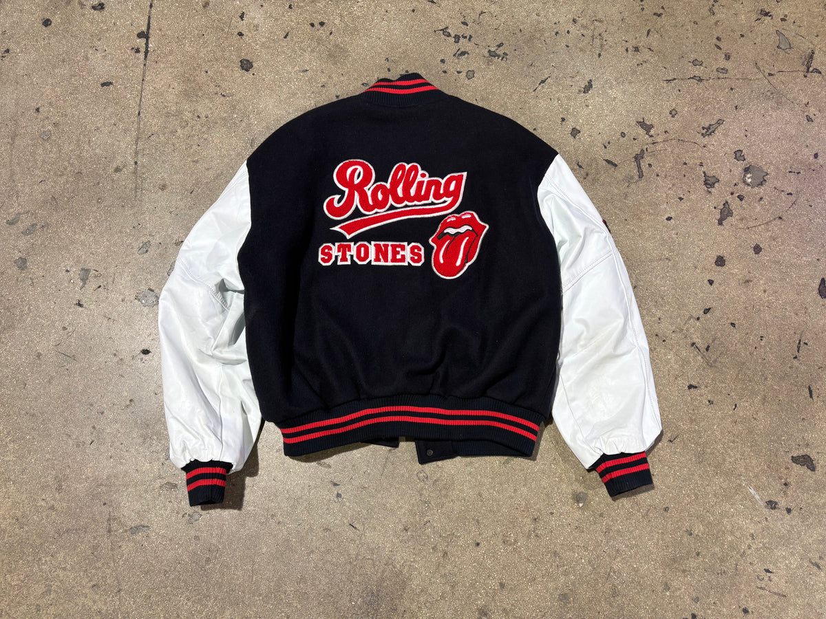 1994 The Rolling Stones Varsity World Tour Jacket - Black/White/Red Size Large