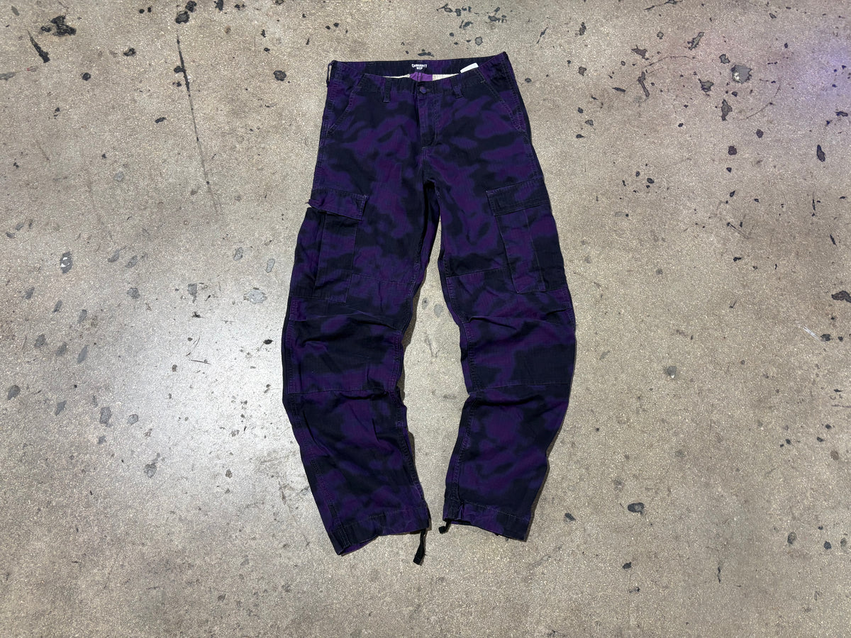 Carhartt WIP Camo Cargo Pants - Purple Size 30 x 32