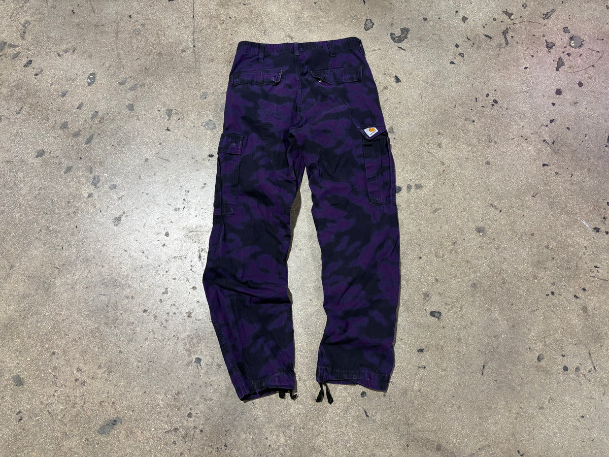 Carhartt WIP Camo Cargo Pants - Purple Size 30 x 32