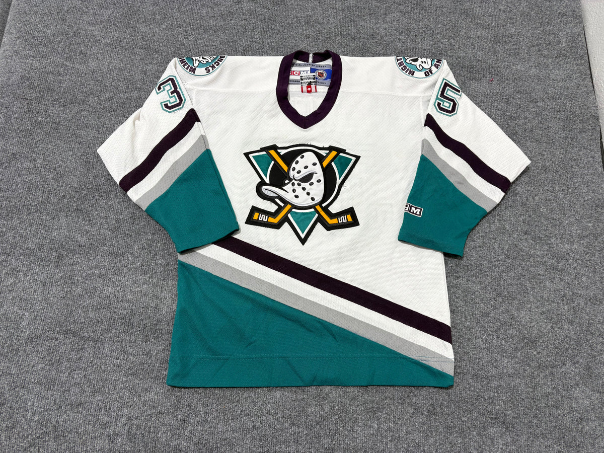 Youth CCM Anaheim Ducks Hockey Jersey - White Size Large