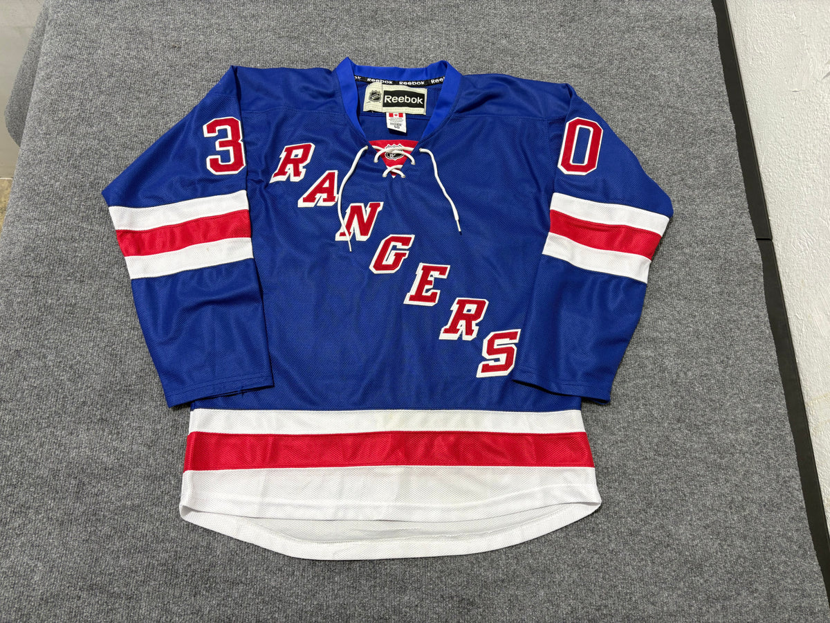 Reebok New York Rangers #30 Lundqvist Hockey Jersey - Blue Size 50/ Large