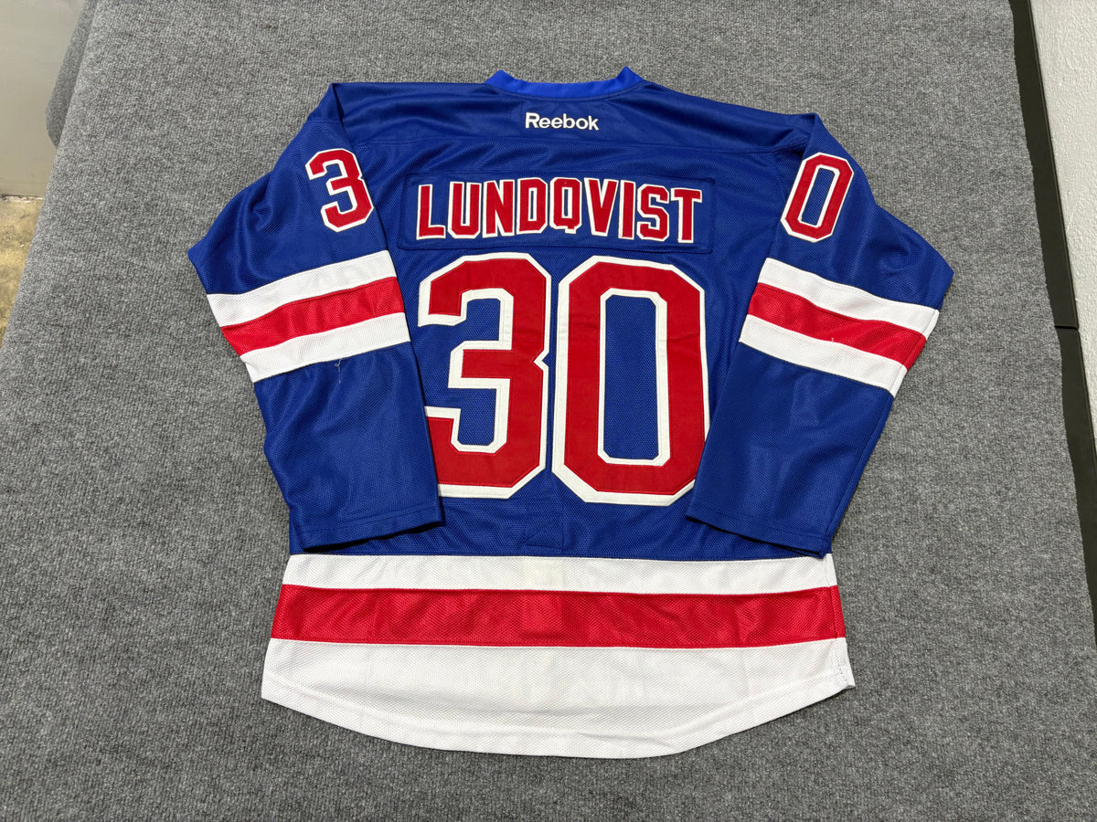 Reebok New York Rangers #30 Lundqvist Hockey Jersey - Blue Size 50/ Large