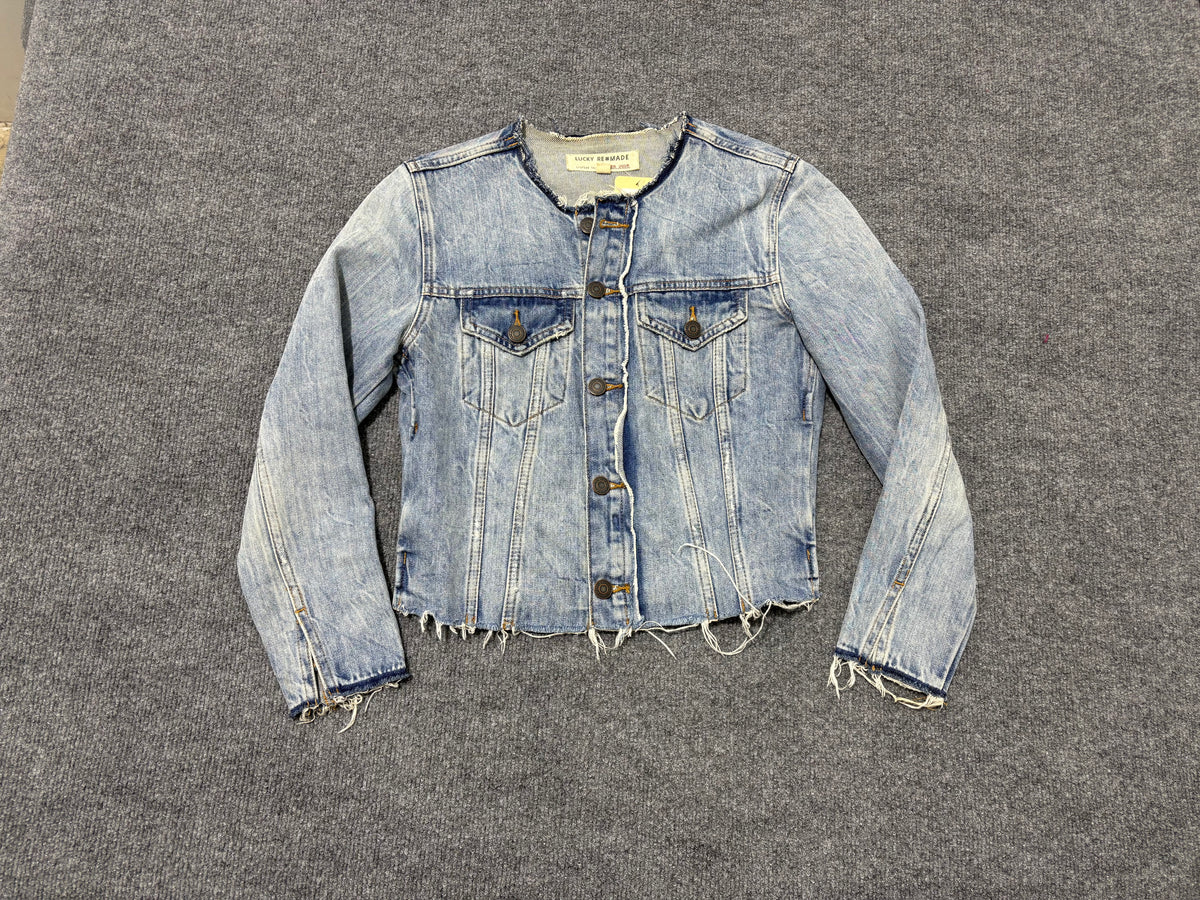 Lucky Brand Remade Distressed Denim Jacket - Blue Size XS