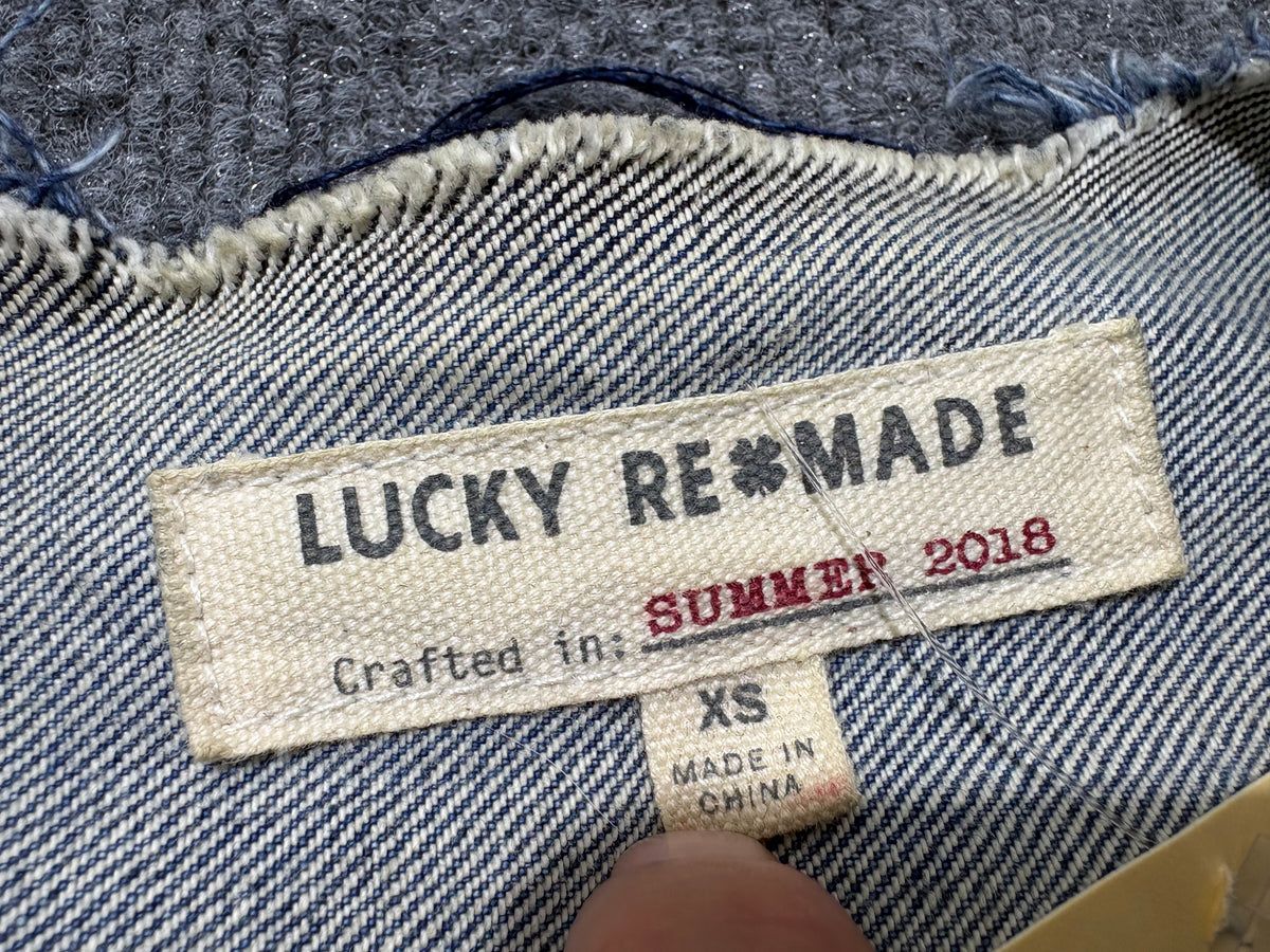 Lucky Brand Remade Distressed Denim Jacket - Blue Size XS