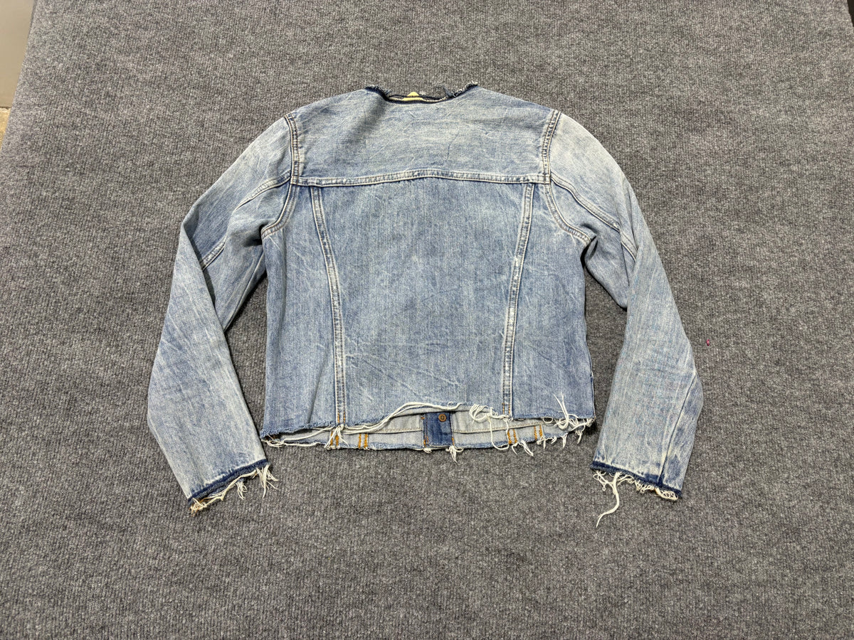 Lucky Brand Remade Distressed Denim Jacket - Blue Size XS