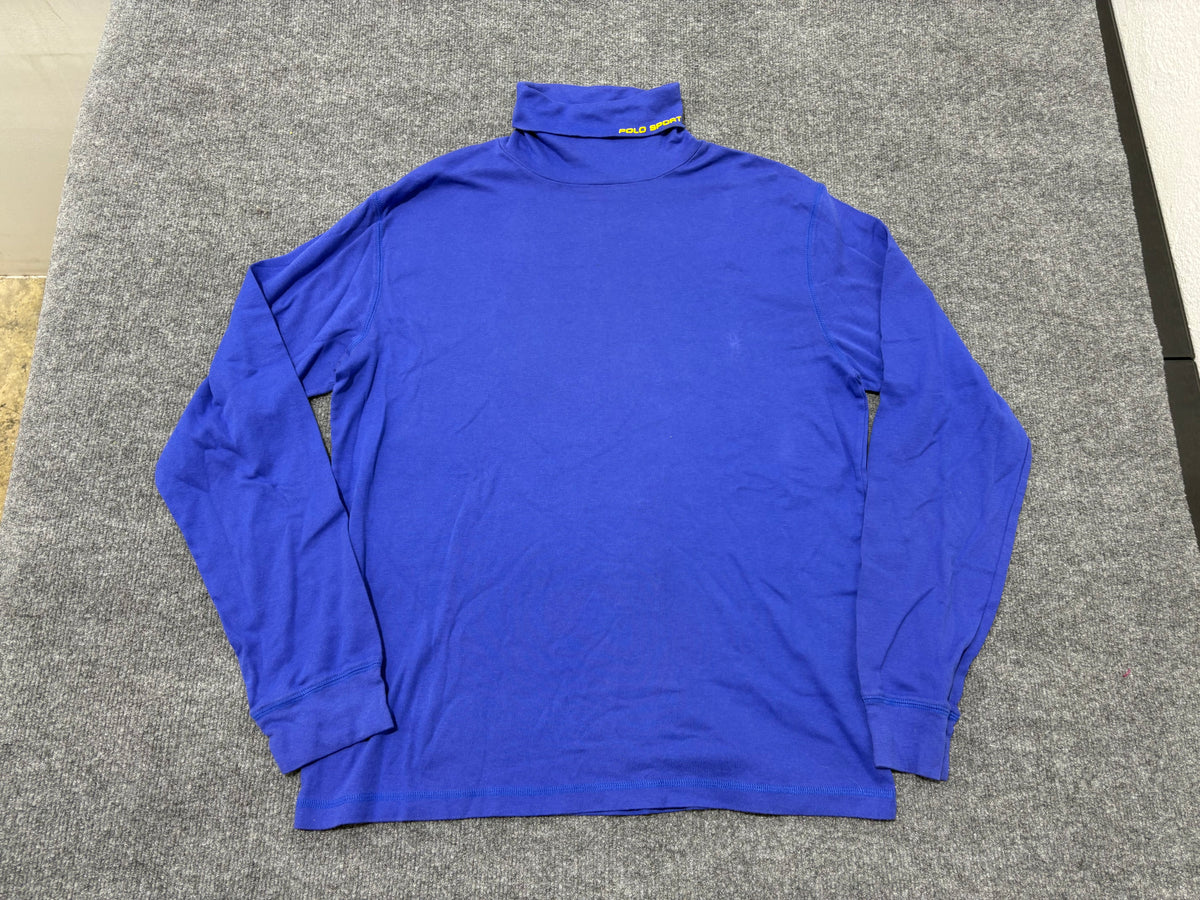 Polo Sport Turtle Neck Long Sleeve Shirt - Blue Size XL